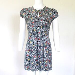 Topshop Flower Print Viscose Cap Sleeve Mini Dress